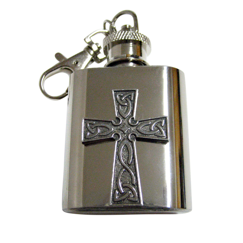 Celtic Design Large Cross Keychain Flask - image 1